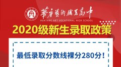 2020年华唐艺术高中中考录取分数线公布