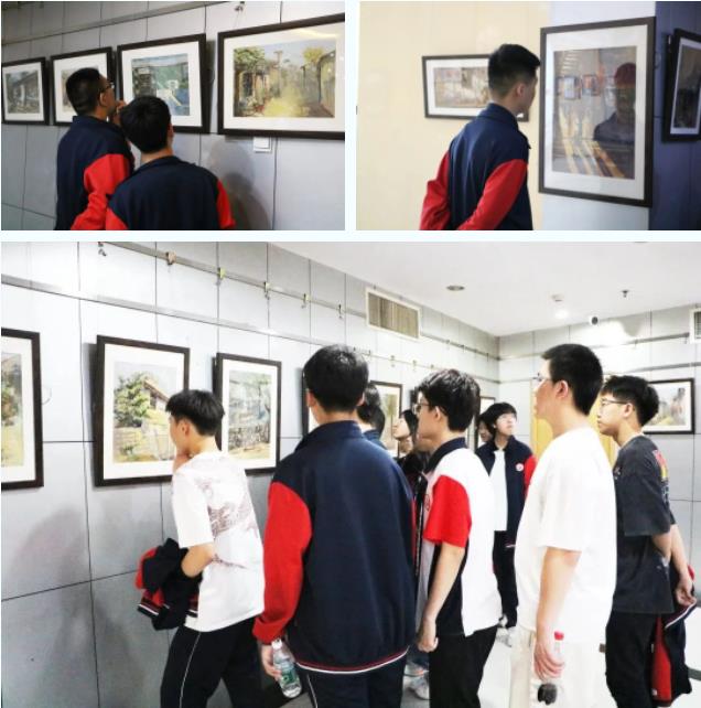 精英华唐艺术高中组织学生观看画展