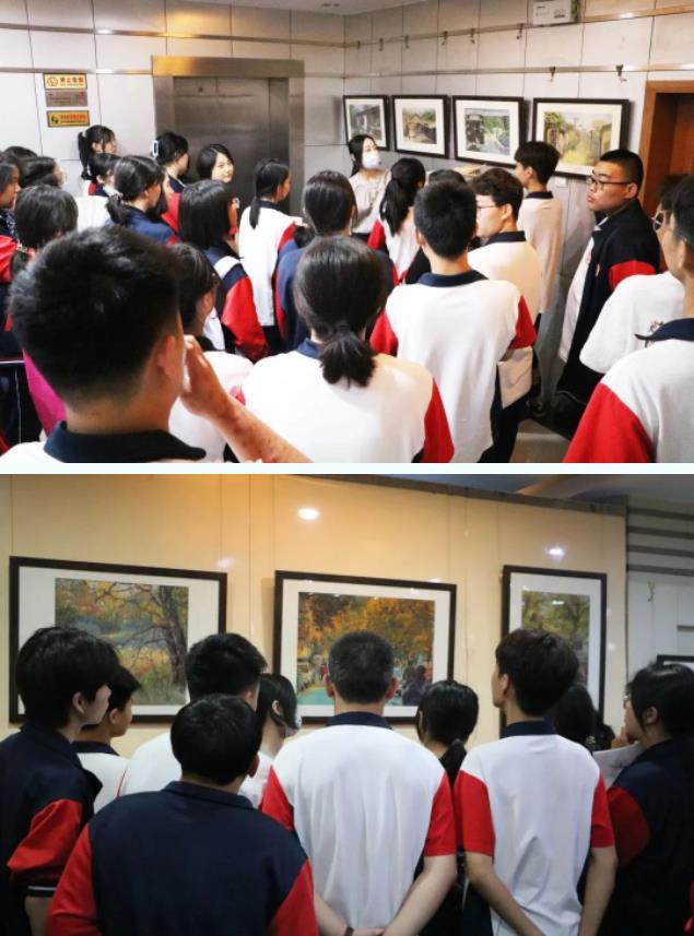 精英华唐艺术高中组织学生观看画展