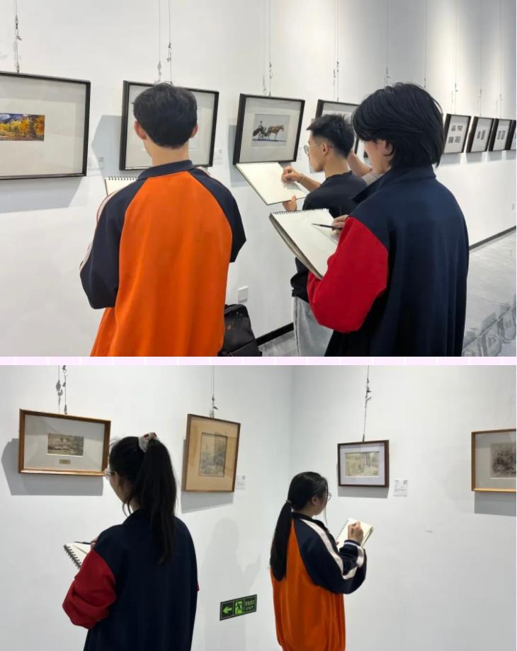 精英华唐艺术高中美术专业学生参观画展